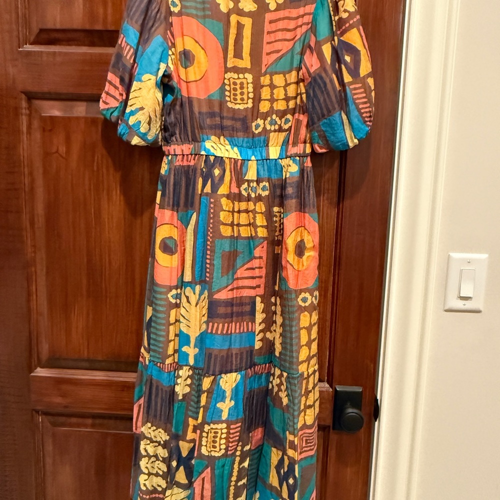 THML Multicolor Abstract Long Sleeve Dress